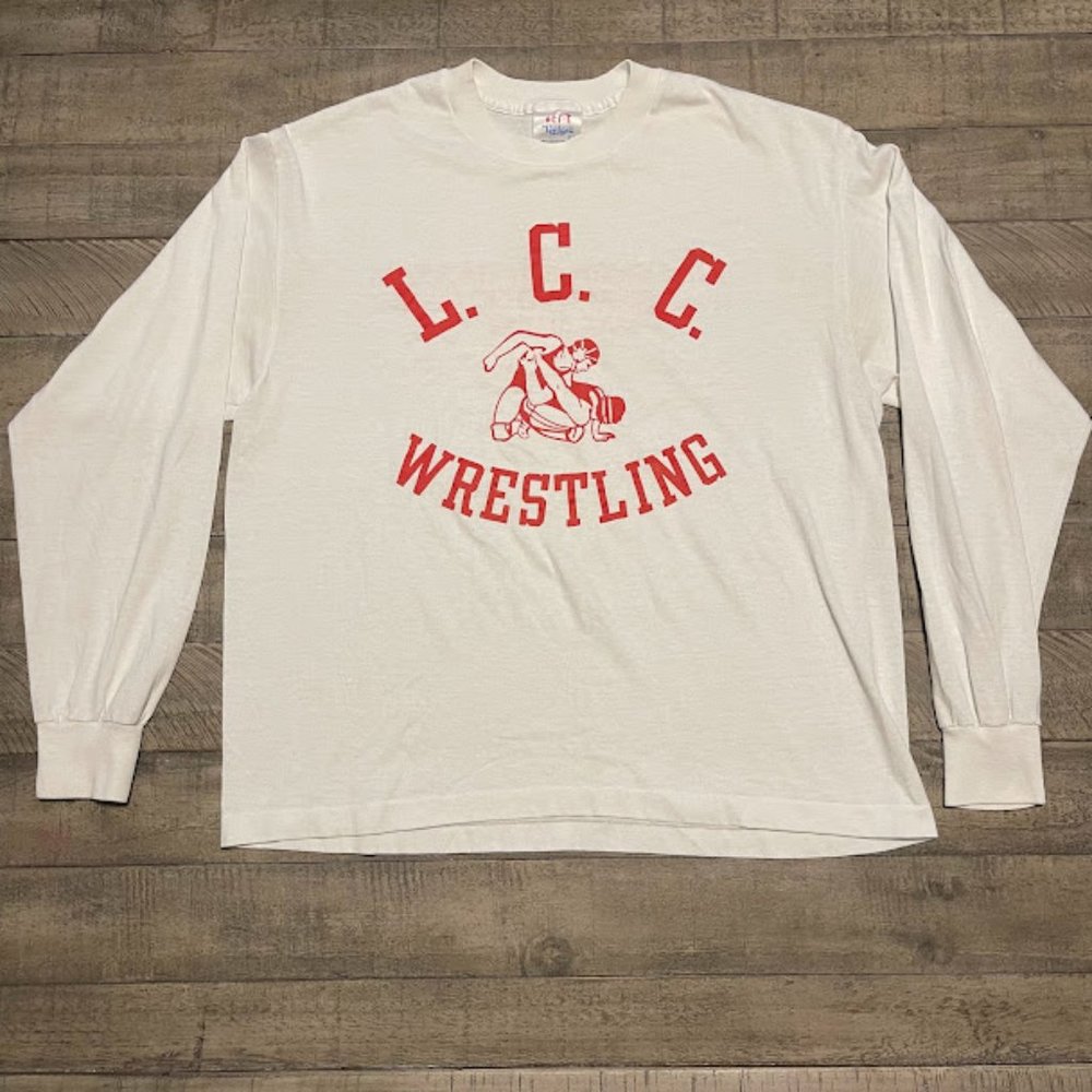 VTG Single Stitch 80s HefT TeeJays LCC Wrestling Thunderbird Long Sleeve S